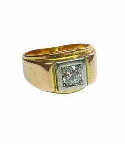 Bague tank en or jaune et diamant
