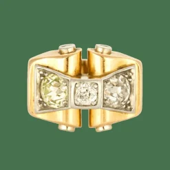 Bague Tank en or jaune et diamants