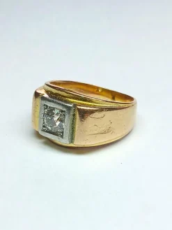 Bague tank en or jaune et diamant