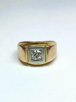 Bague tank en or jaune et diamant