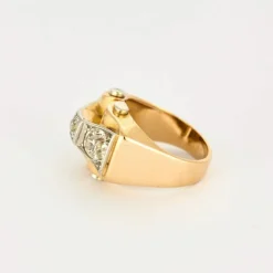 Bague Tank en or jaune et diamants