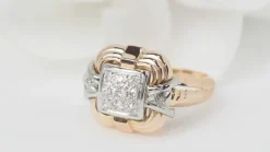 Bague Tank en or jaune et diamants