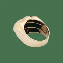 Bague Tank en or jaune, platine, diamants