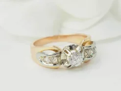 Bague Tank en or rose et blanc, diamants