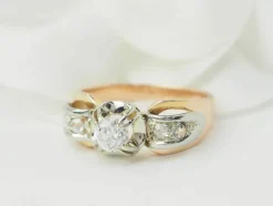 Bague Tank en or rose et blanc, diamants