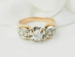 Bague Tank en or rose et blanc, diamants