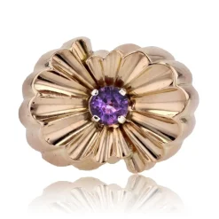 Bague tank godronnée saphir violet