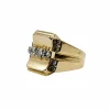 Bague Tank graphique or jaune diamants