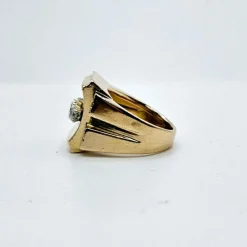 Bague Tank graphique or jaune diamants