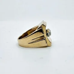 Bague Tank graphique or jaune diamants
