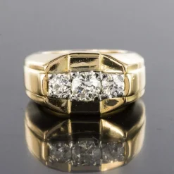 Bague tank jonc 3 diamants