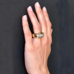 Bague tank jonc 3 diamants