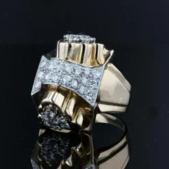 Bague tank noeud d'or et de diamants