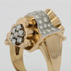 Bague tank noeud d'or et de diamants