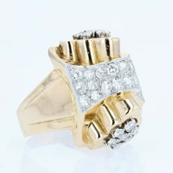 Bague tank noeud d'or et de diamants