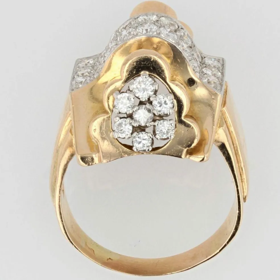 Bague tank noeud d'or et de diamants