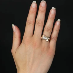 Bague tank noeud or rose