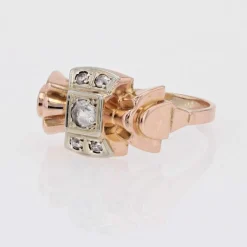 Bague tank noeud saphirs blancs