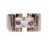 Bague Tank O rose Diamants Rubis