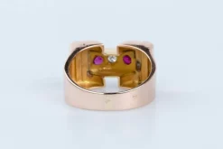 Bague Tank O rose Diamants Rubis