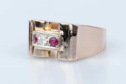 Bague Tank O rose Diamants Rubis