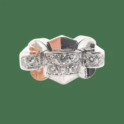 Bague tank or blanc diamants
