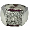 Bague tank or blanc diamants