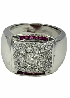Bague tank or blanc diamants