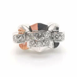 Bague tank or blanc diamants