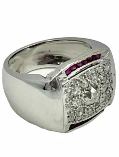 Bague tank or blanc diamants