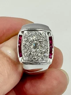 Bague tank or blanc diamants