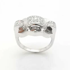 Bague tank or blanc diamants