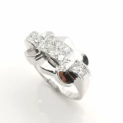 Bague tank or blanc diamants