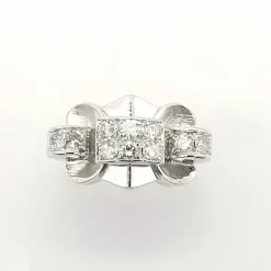 Bague tank or blanc diamants