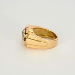 Bague Tank or blanc et or jaune, diamants