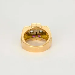 Bague Tank or blanc et or jaune, diamants