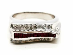 Bague Tank Or blanc Rubis