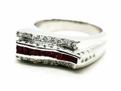 Bague Tank Or blanc Rubis