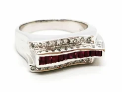 Bague Tank Or blanc Rubis