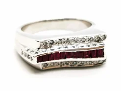 Bague Tank Or blanc Rubis
