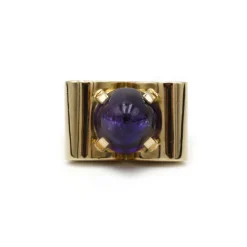 Bague TANK or et améthyste