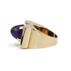 Bague TANK or et améthyste
