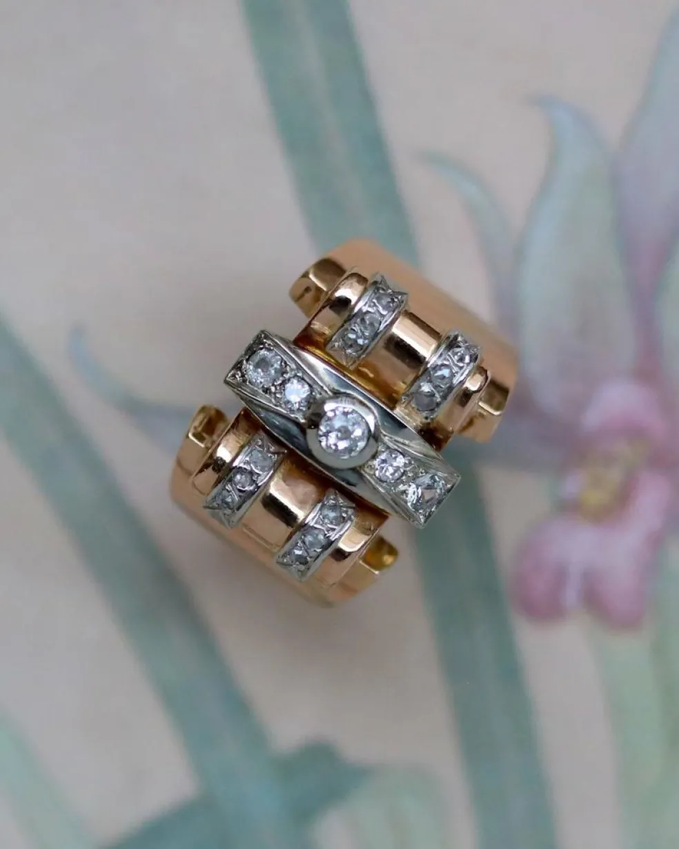 Bague Tank Or et Diamants