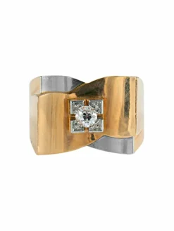 BAGUE TANK OR JAUNE ET DIAMANT