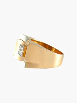 BAGUE TANK OR JAUNE ET DIAMANT