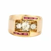 Bague Tank or jaune diamants et rubis