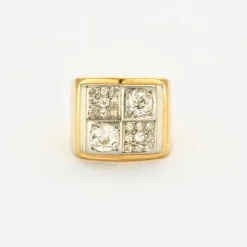 Bague Tank or jaune diamants