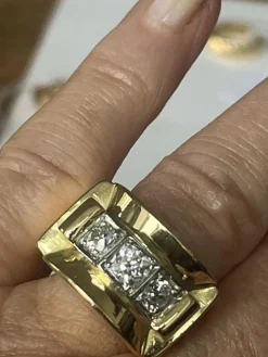 Bague Tank Or Jaune Diamants
