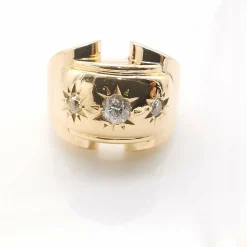 Bague tank or jaune diamants
