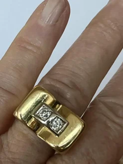 Bague Tank Or Jaune Diamants